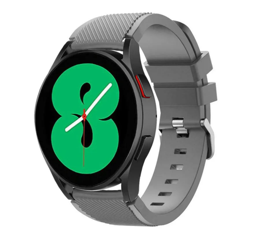 Twill Silicone Strap, grey, on a watch, 3/4 front view