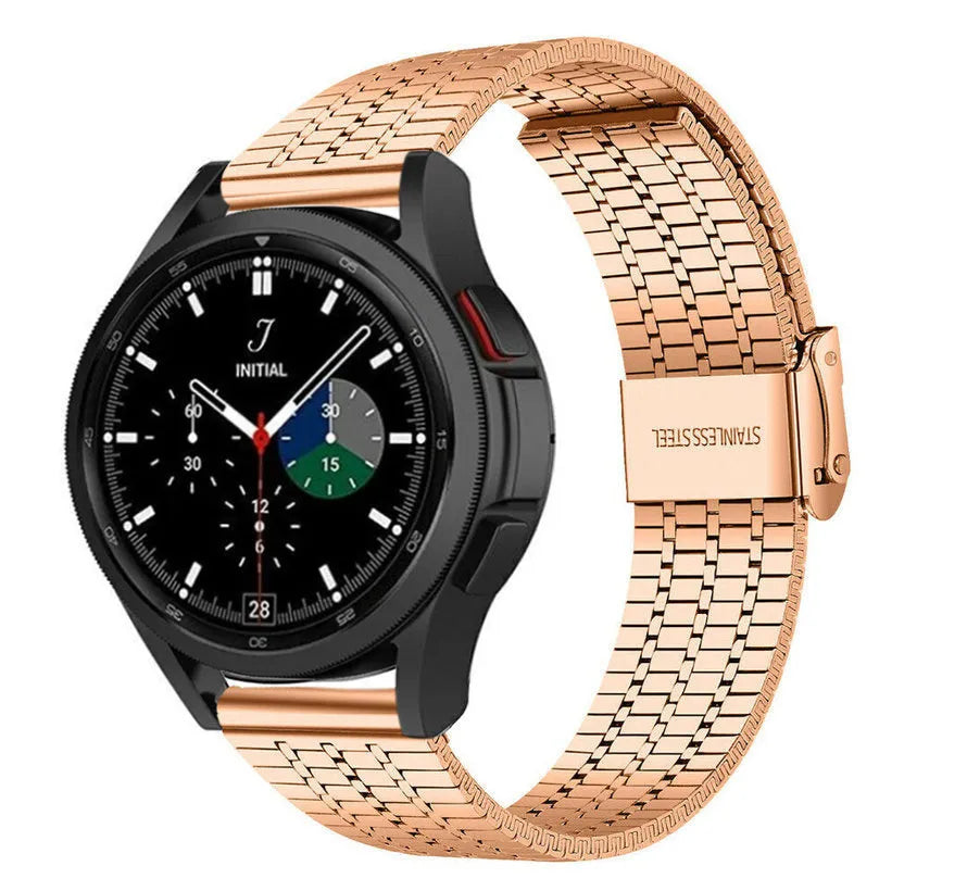 Fine Steel Strap, rose gold, on a watch, 3/4 front view