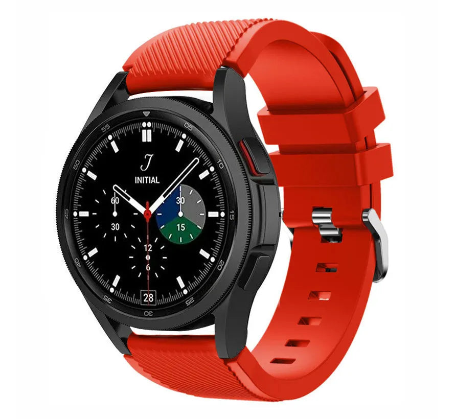 Twill Silicone Strap, red, on a watch, 3/4 front view