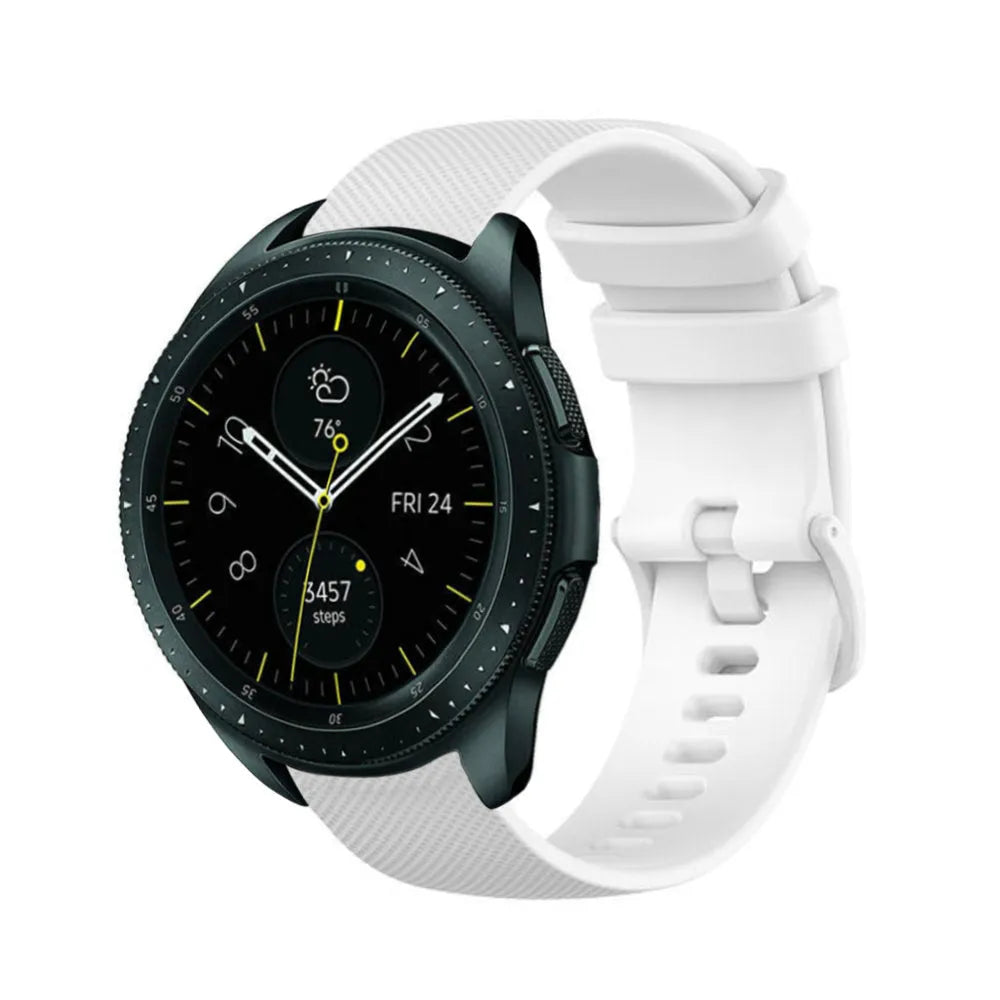 Premium Silicone Strap, white, on a watch, 3/4 front view