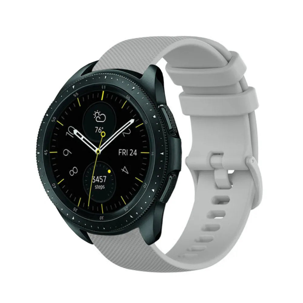 Premium Silicone Strap, grey, on a watch, 3/4 front view