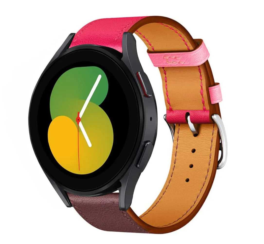 Leather Strap 'Duo', on a watch, 3/4 front view