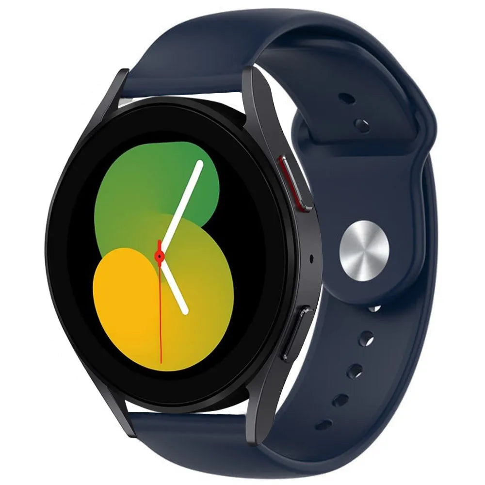 Silicone Sport Strap, dark blue, on a watch, 3/4 front view