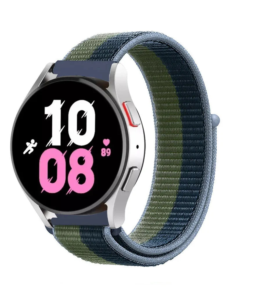 Nylon Strap, moss green, on a watch, 3/4 front view