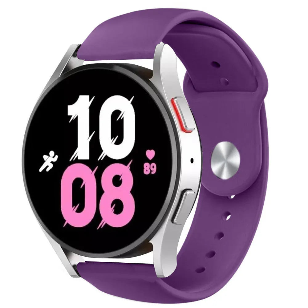Silicone Sport Strap, purple, on a watch, 3/4 front view