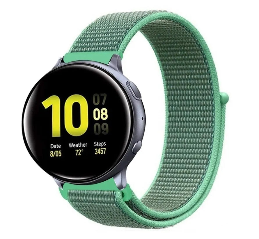 Nylon Strap, mint, on a watch, 3/4 front view