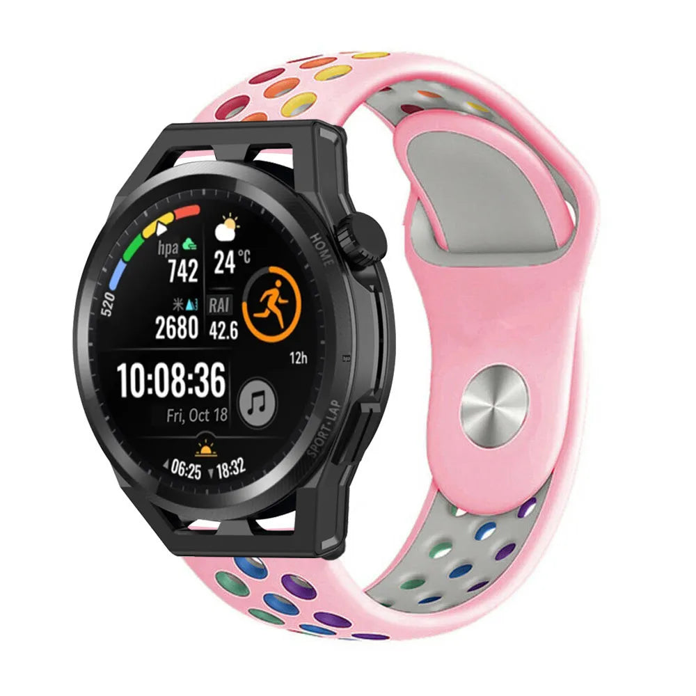 Silicone Sport Strap, on a watch, 3/4 front view