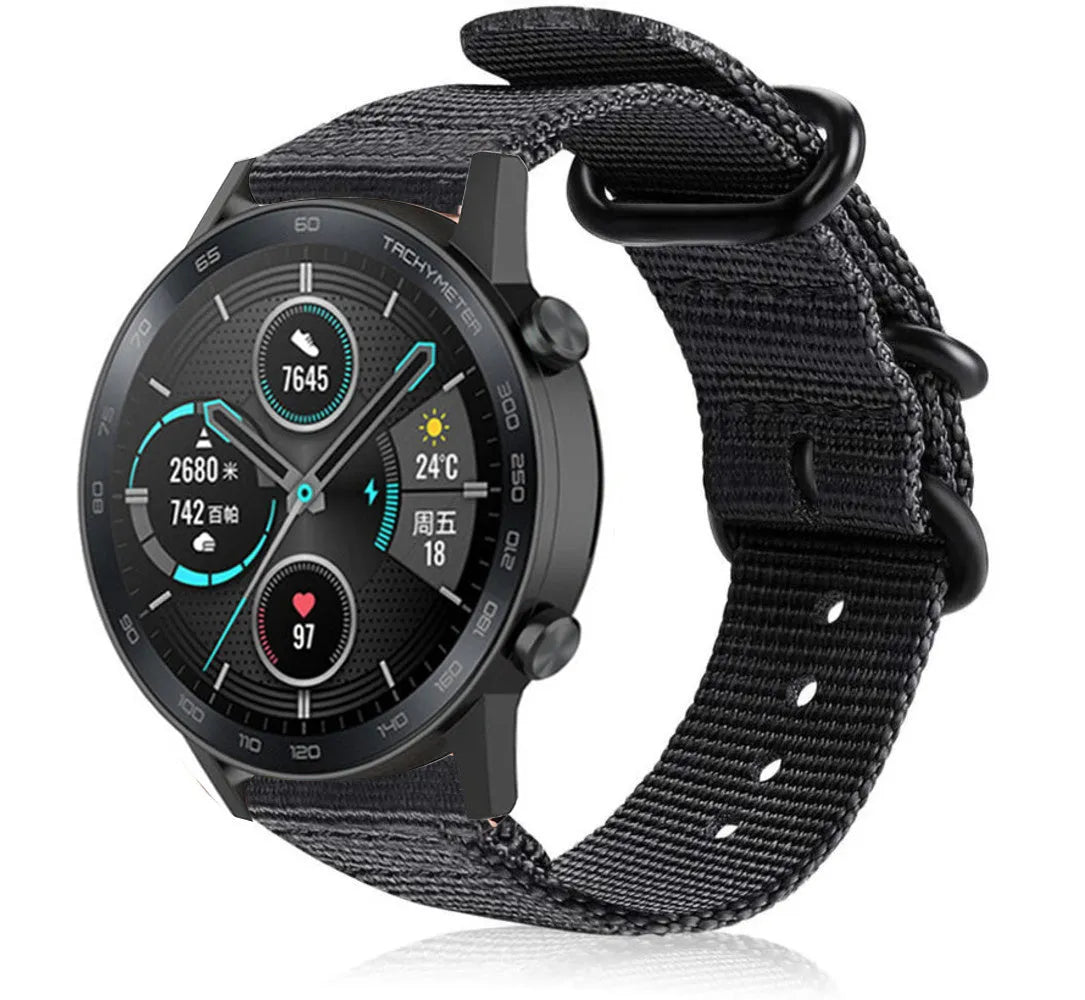 Honor Magic Watch 2 nylon gesp band (zwart)