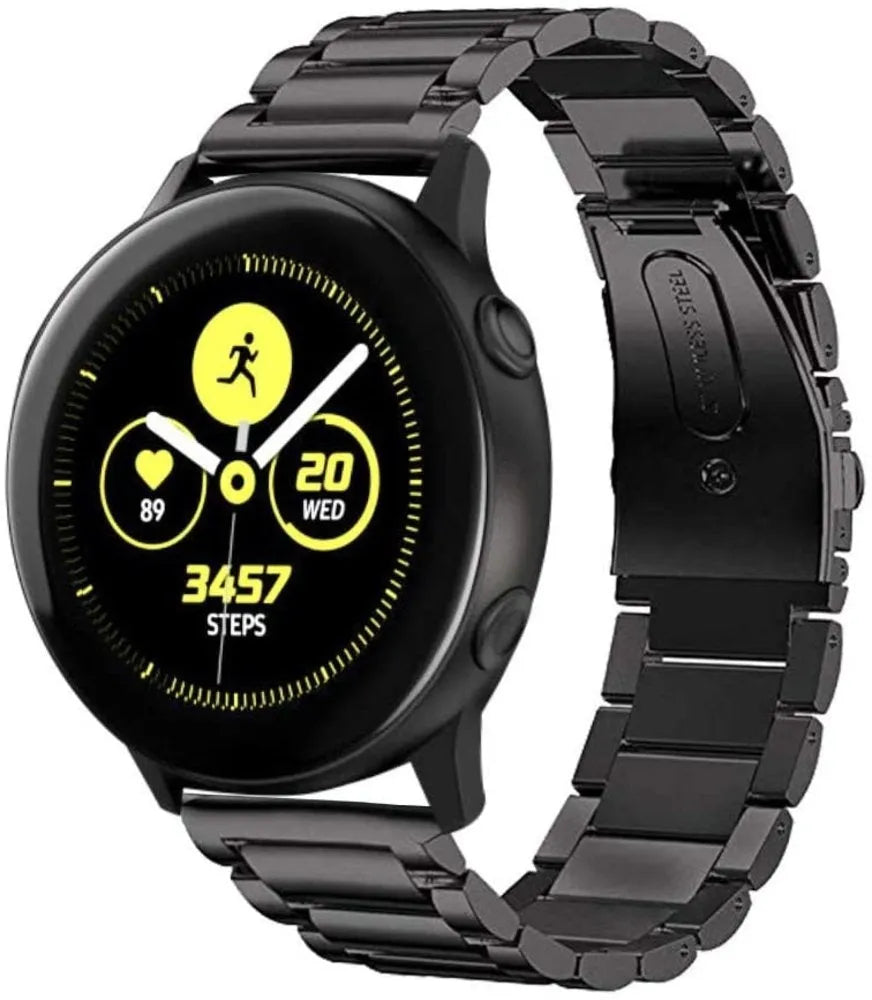 Titanium Strap, black, on a watch, 3/4 front view