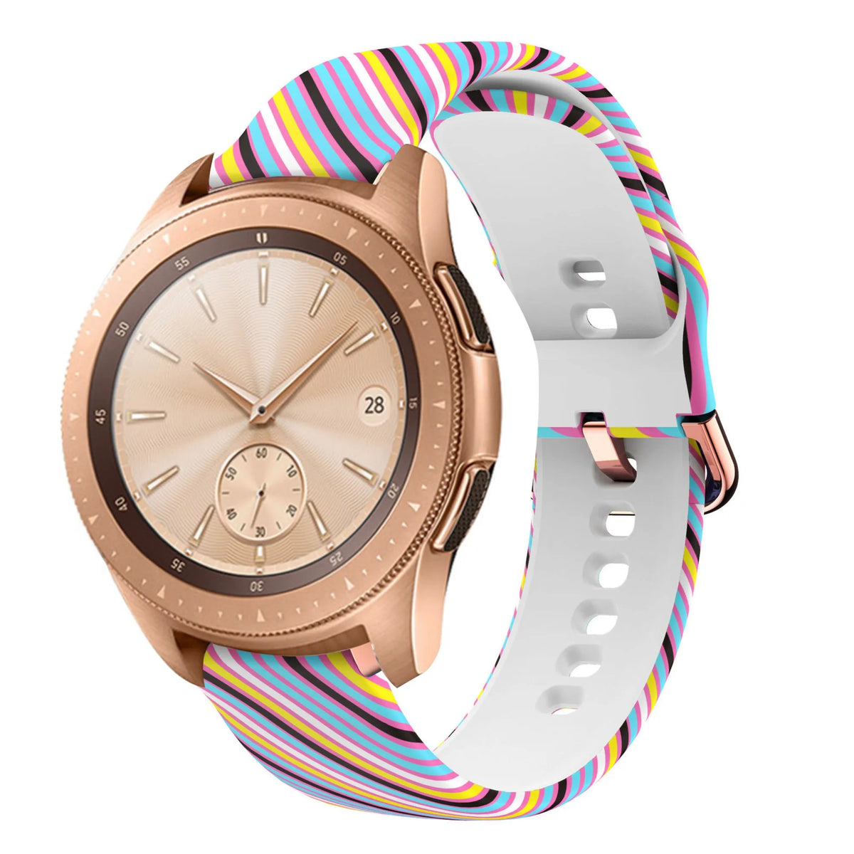 Print Silicone Strap, on a watch, 3/4 front view