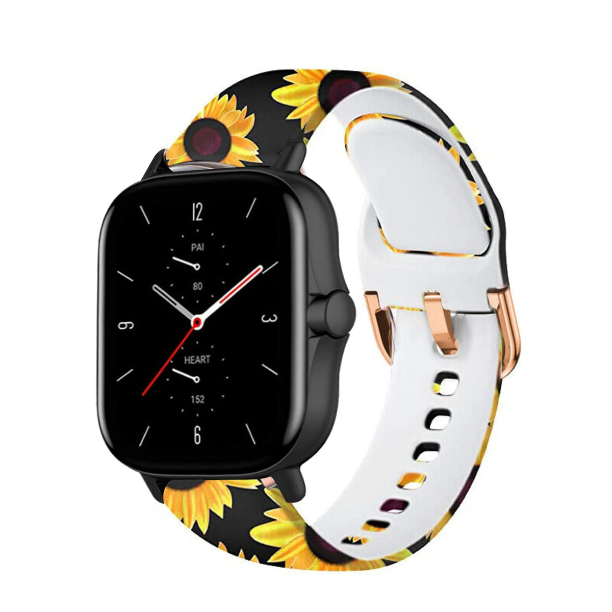 Print Silicone Strap, on a watch, 3/4 front view