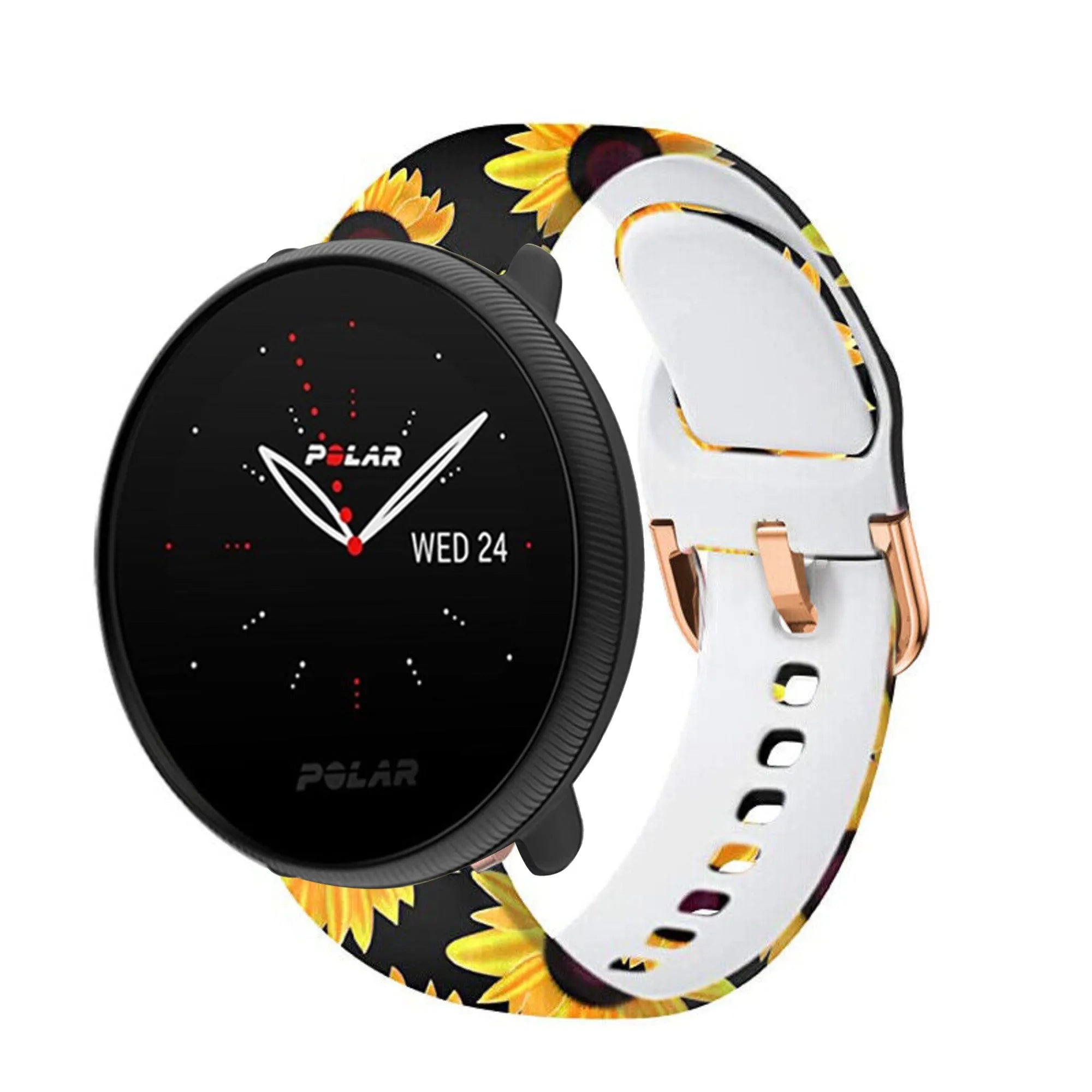Print Silicone Strap, on a watch, 3/4 front view