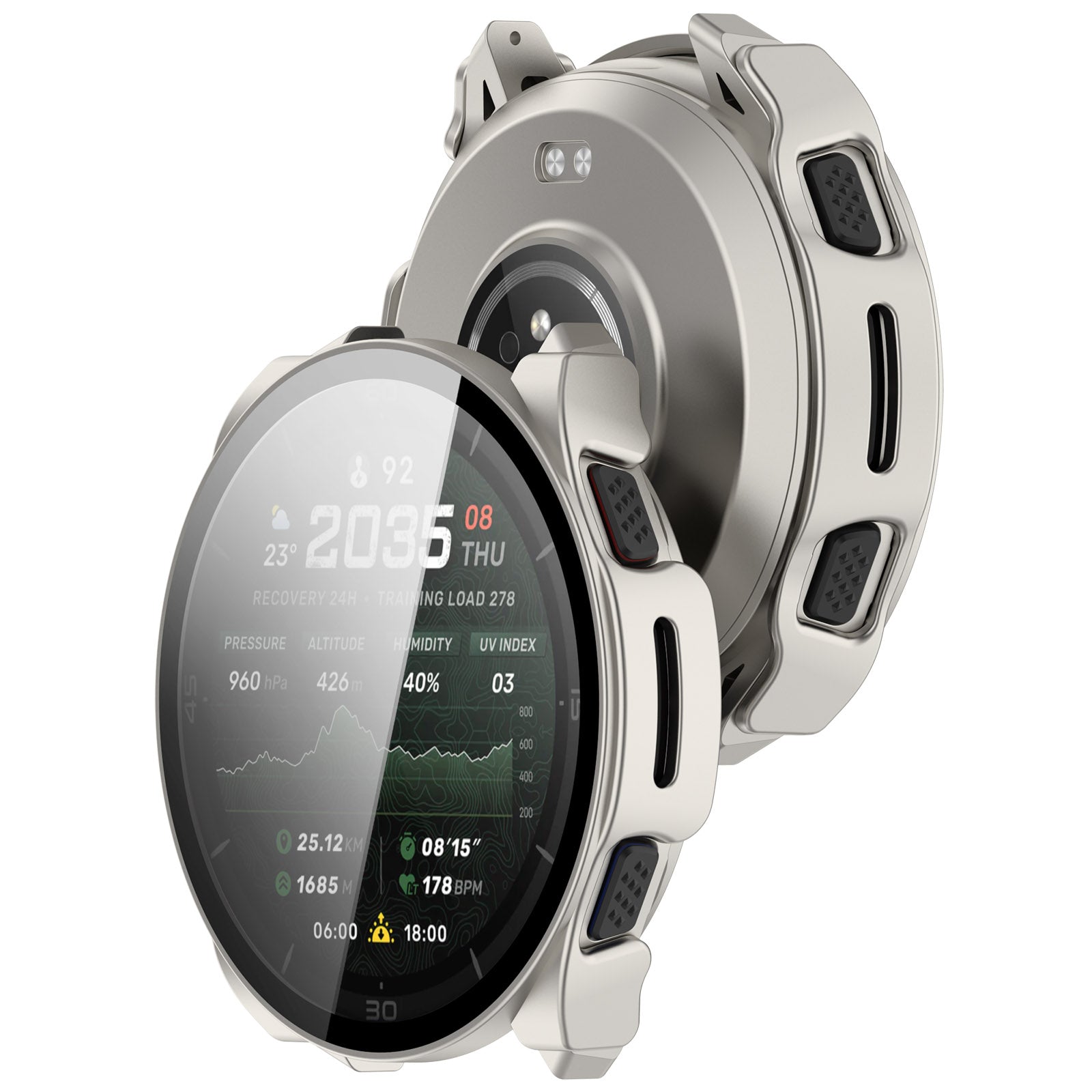 Amazfit Cheetah 2 Ultra hard case met glas (titanium)