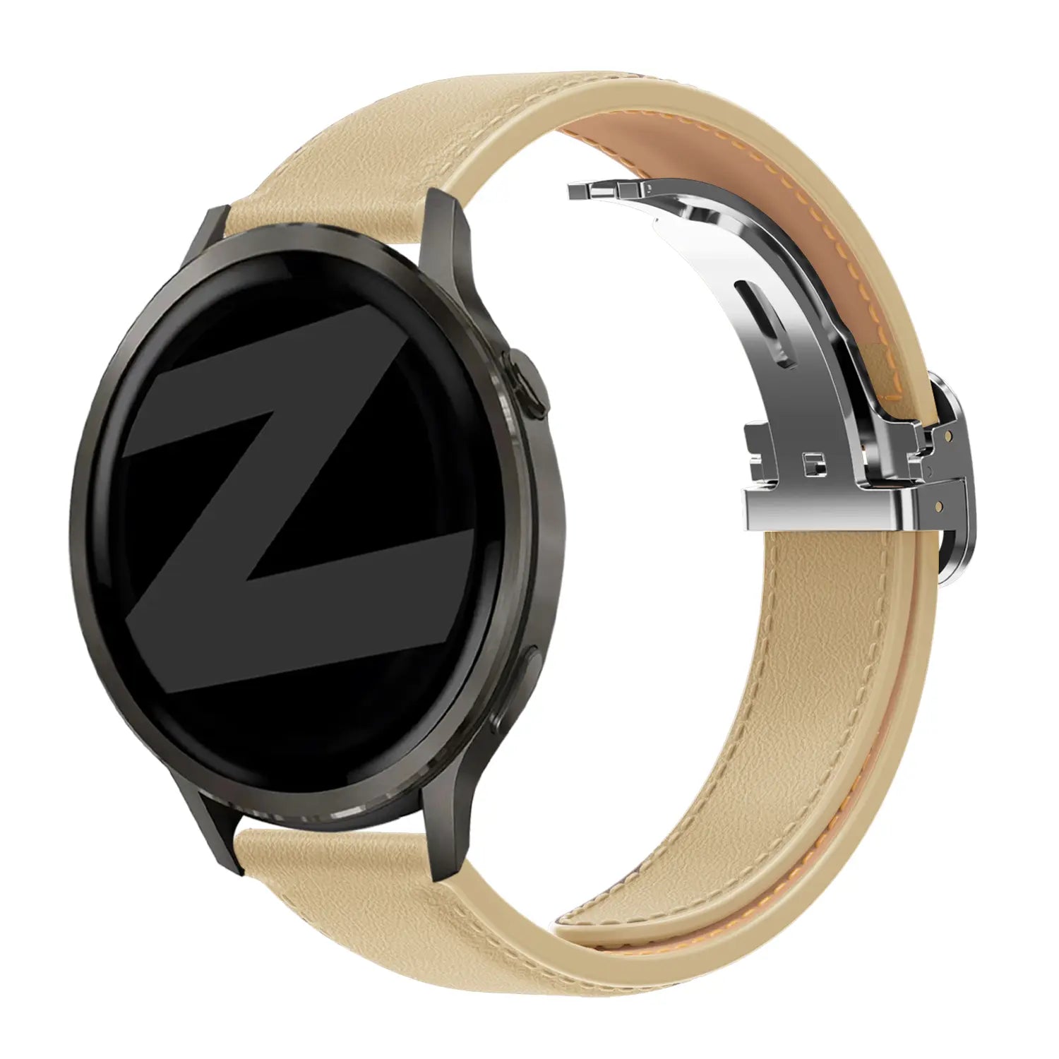Bandz Amazfit Cheetah 2 Pro Lederen band 'D-Type' (creme)