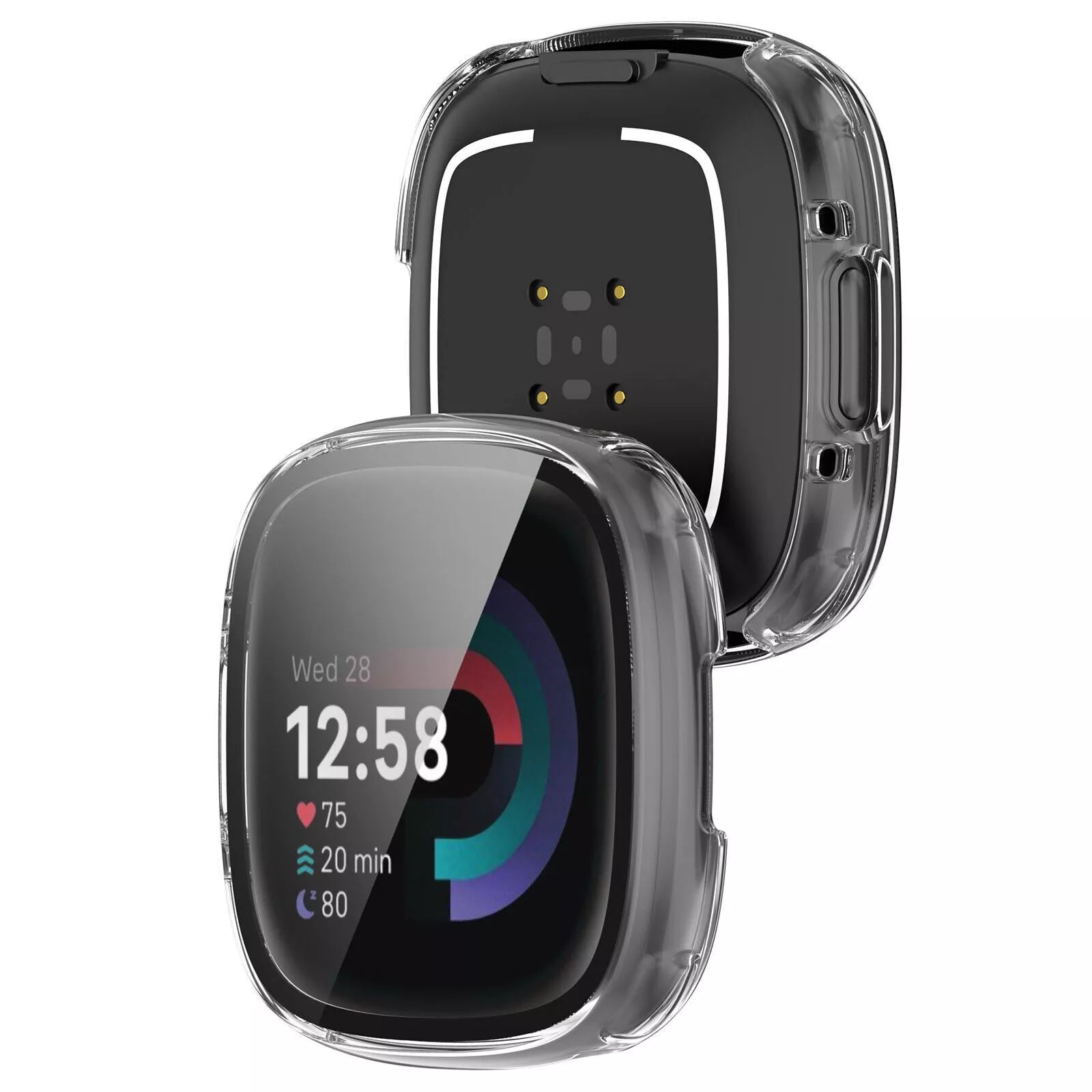 Fitbit Versa 4 / Sense 2 hard case met glas (transparant)