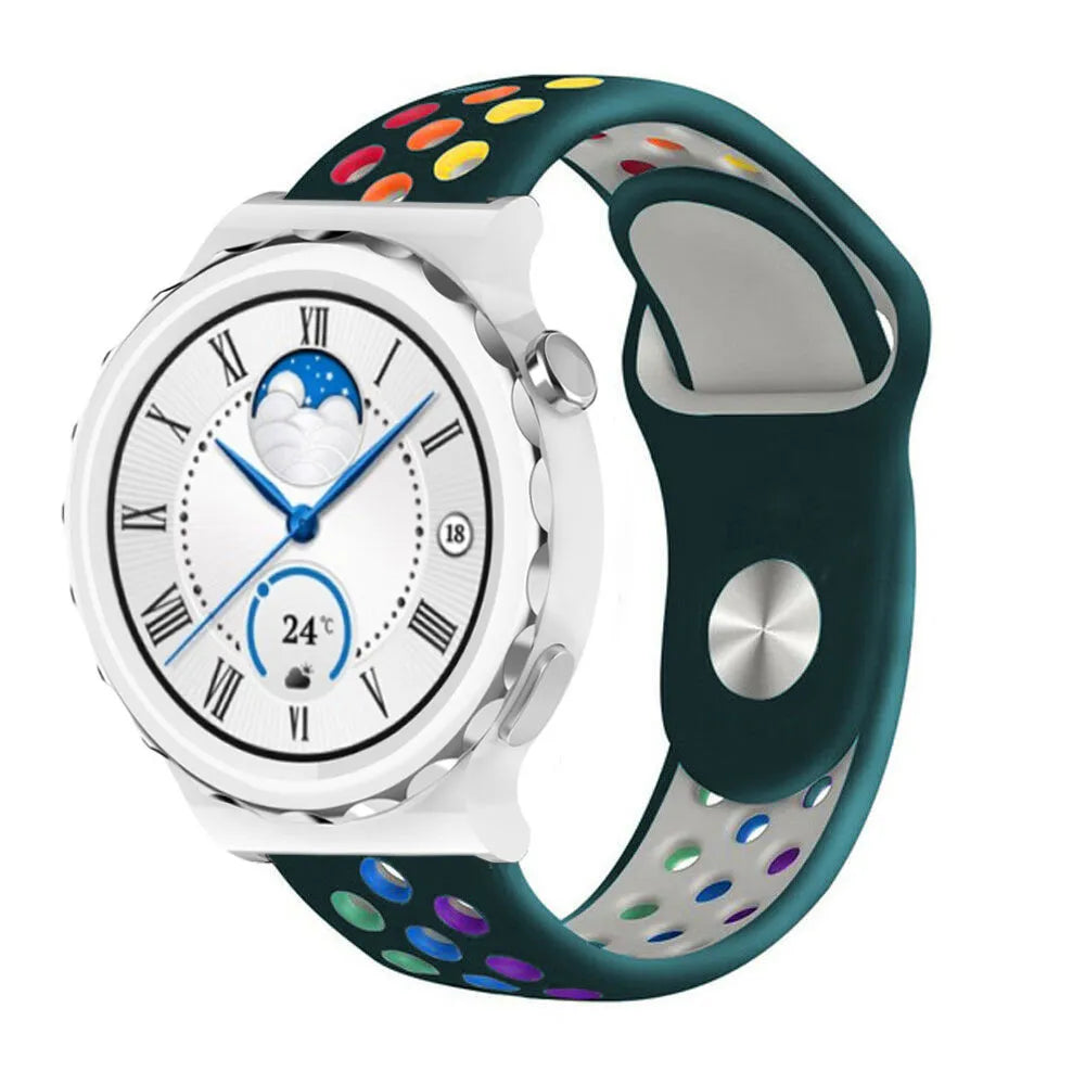 Silicone Sport Strap, on a watch, 3/4 front view