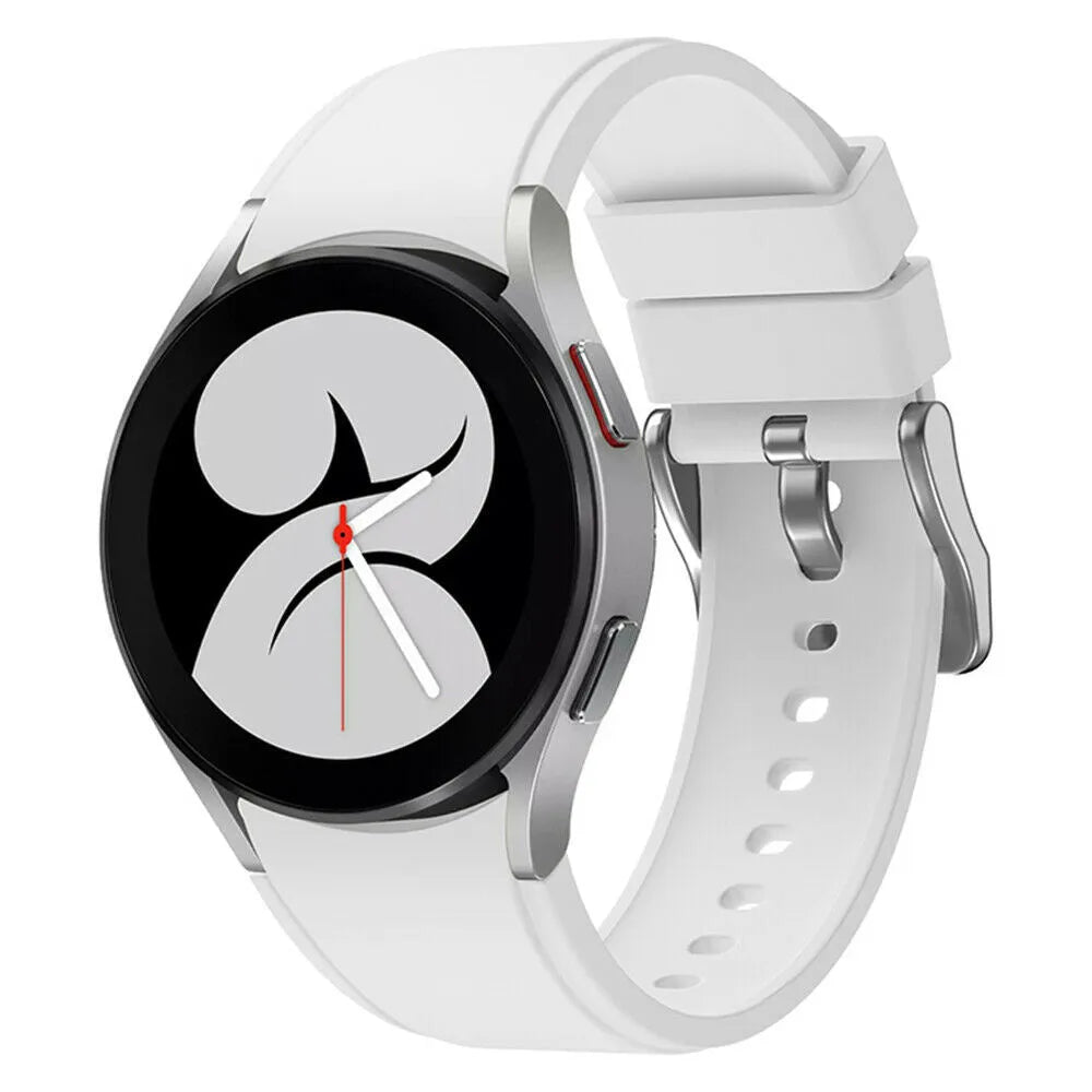 Silicone Strap 'Perfect Fit', white, on a watch, 3/4 front view
