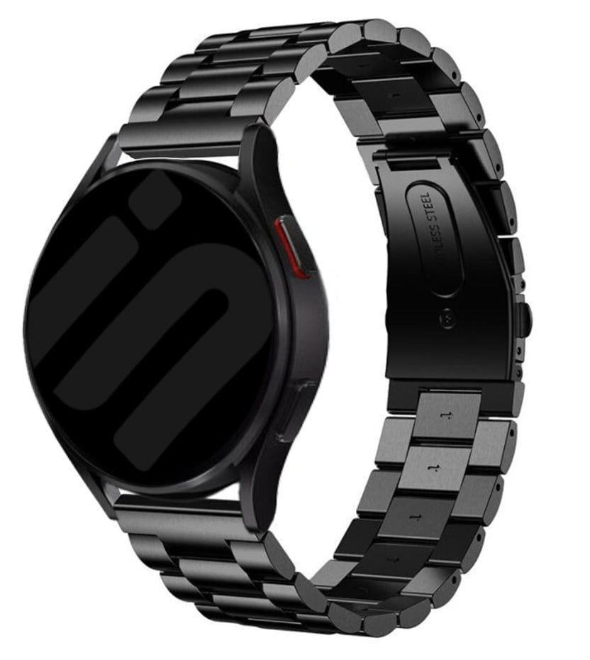 Steel Strap, black, on a watch, 3/4 front view