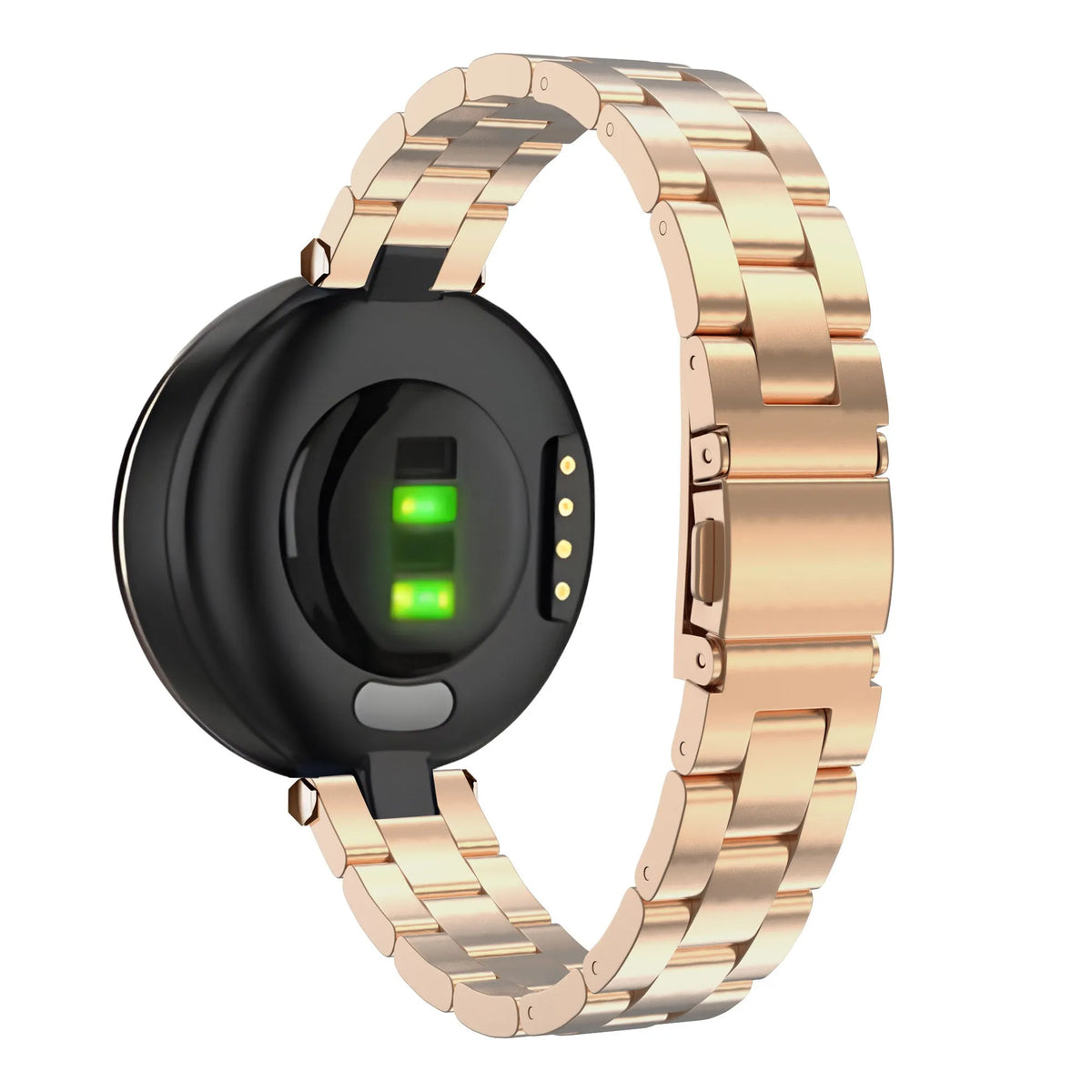 Steel Strap 'Classic', rose gold, on a watch, 3/4 rear view