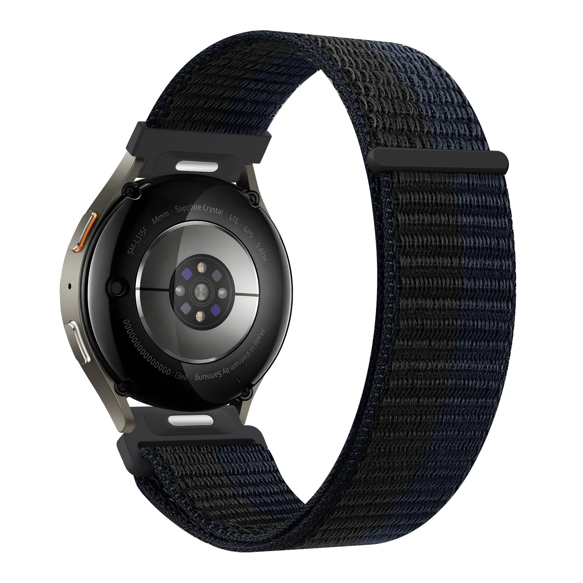 Bandz Huawei Watch GT 5 - 46mm nylon band 'Easy fit' (zwart/blauw)