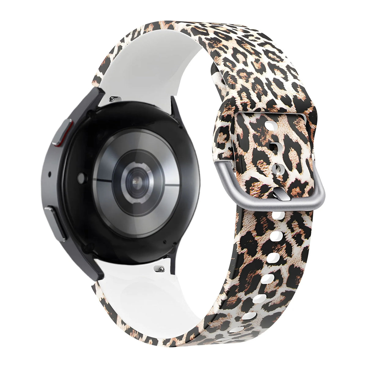 Silicone Patterned Strap, on a watch, 3/4 rear view