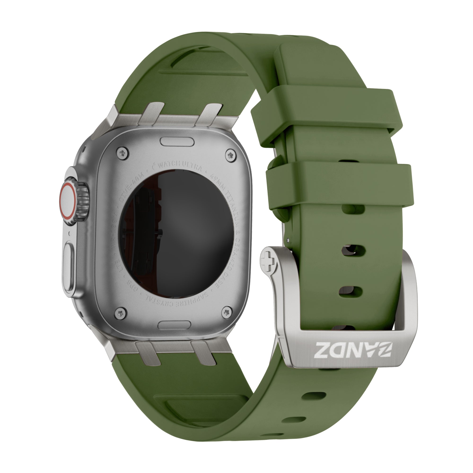 Bandz Apple Watch Ultra siliconen band 'Luxe Liquid' (groen met titanium)