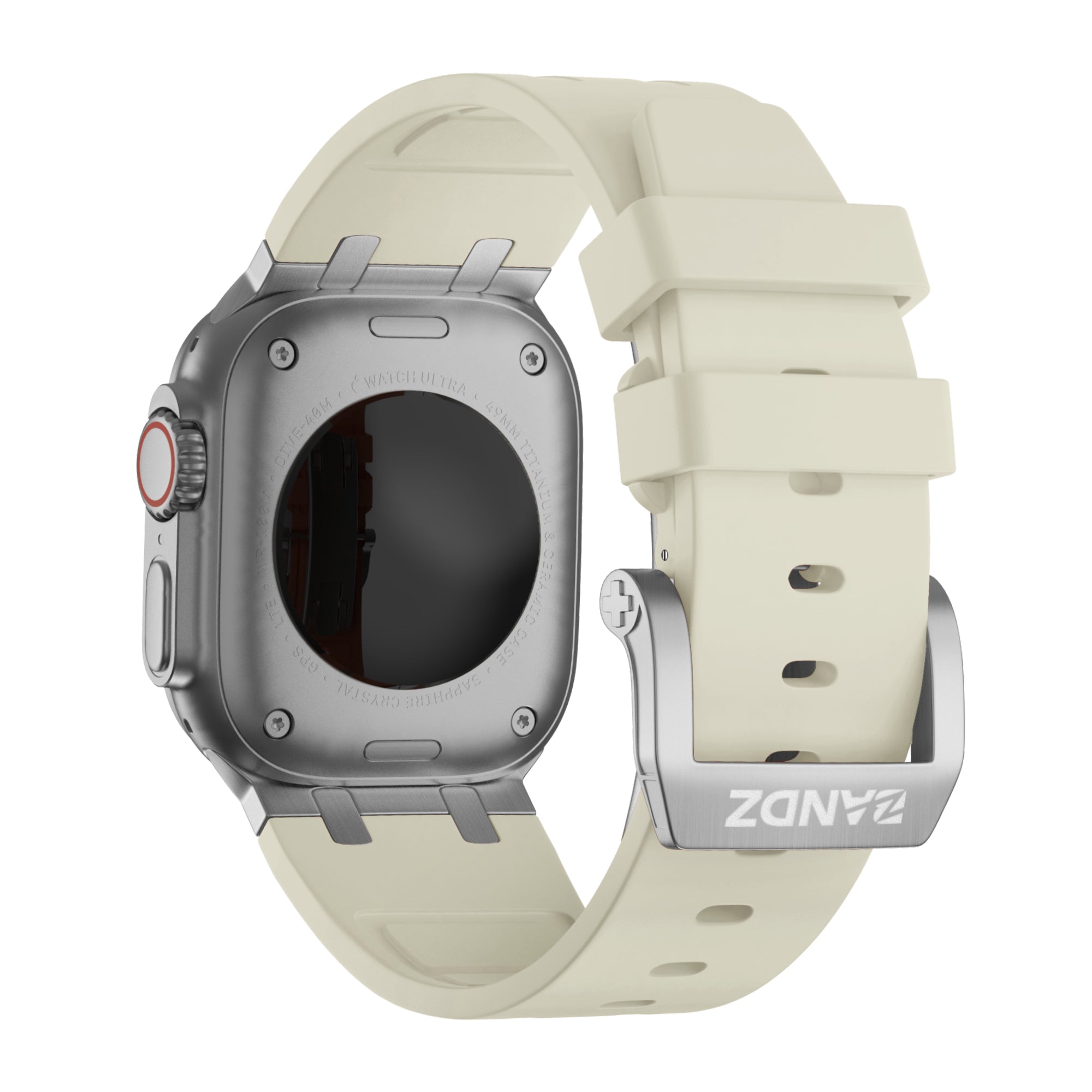 Bandz Apple Watch Ultra siliconen band 'Luxe Liquid' (beige met zilver)