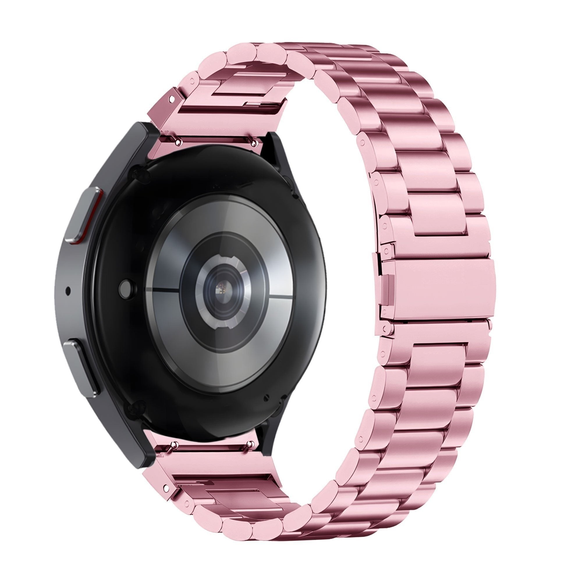 Steel Strap 'Classic', pink, on a watch, 3/4 rear view