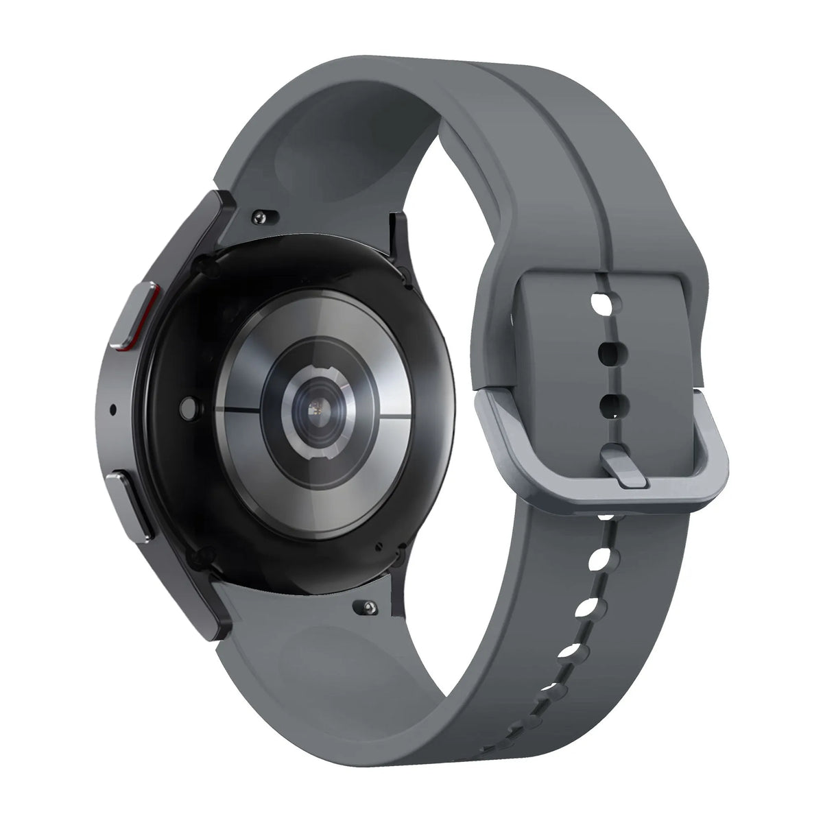 Silicone Strap 'Extreme', dark grey, on a watch, 3/4 rear view