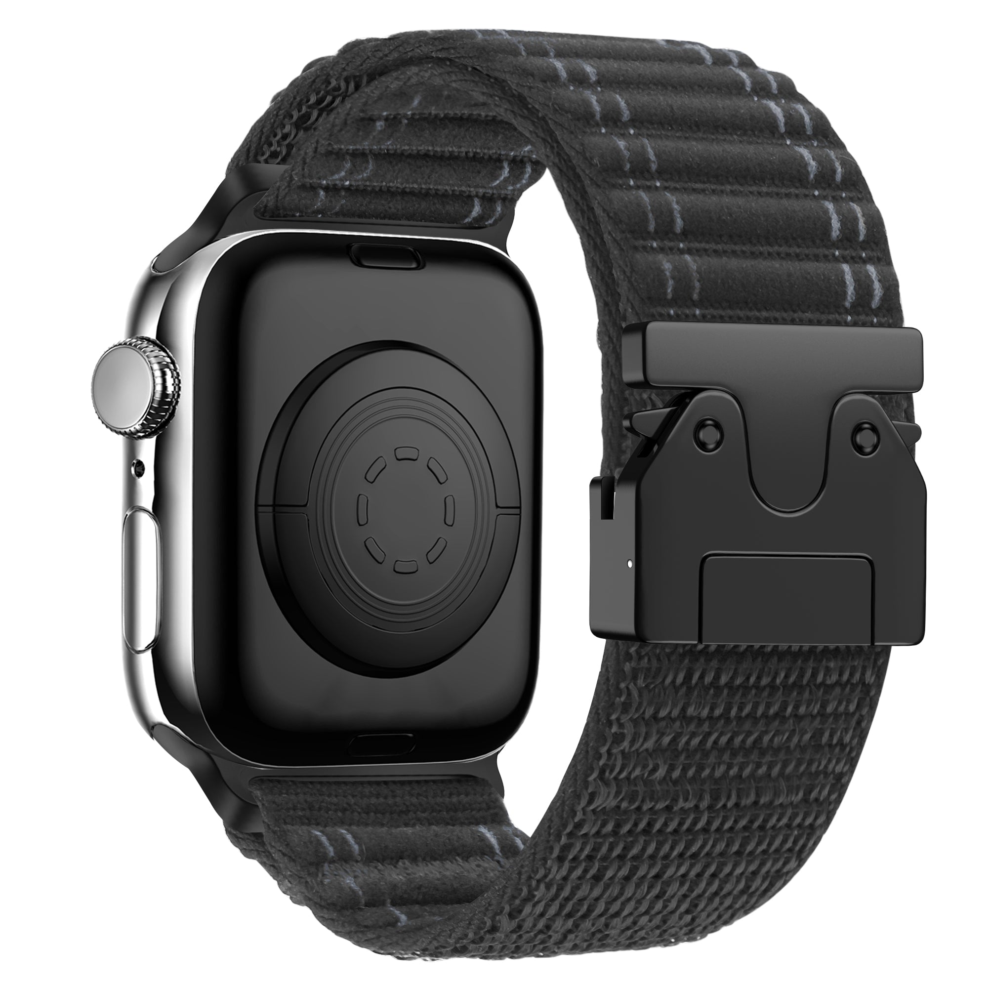 Bandz Apple Watch Ultra nylon band 'Deluxe' met P-buckle (zwart)