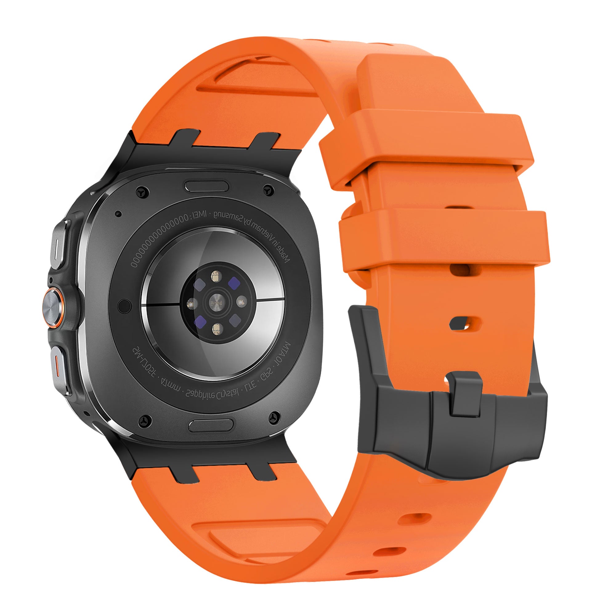 Bandz Samsung Galaxy Watch Ultra siliconen band 'Luxe Liquid' (oranje met zwart)