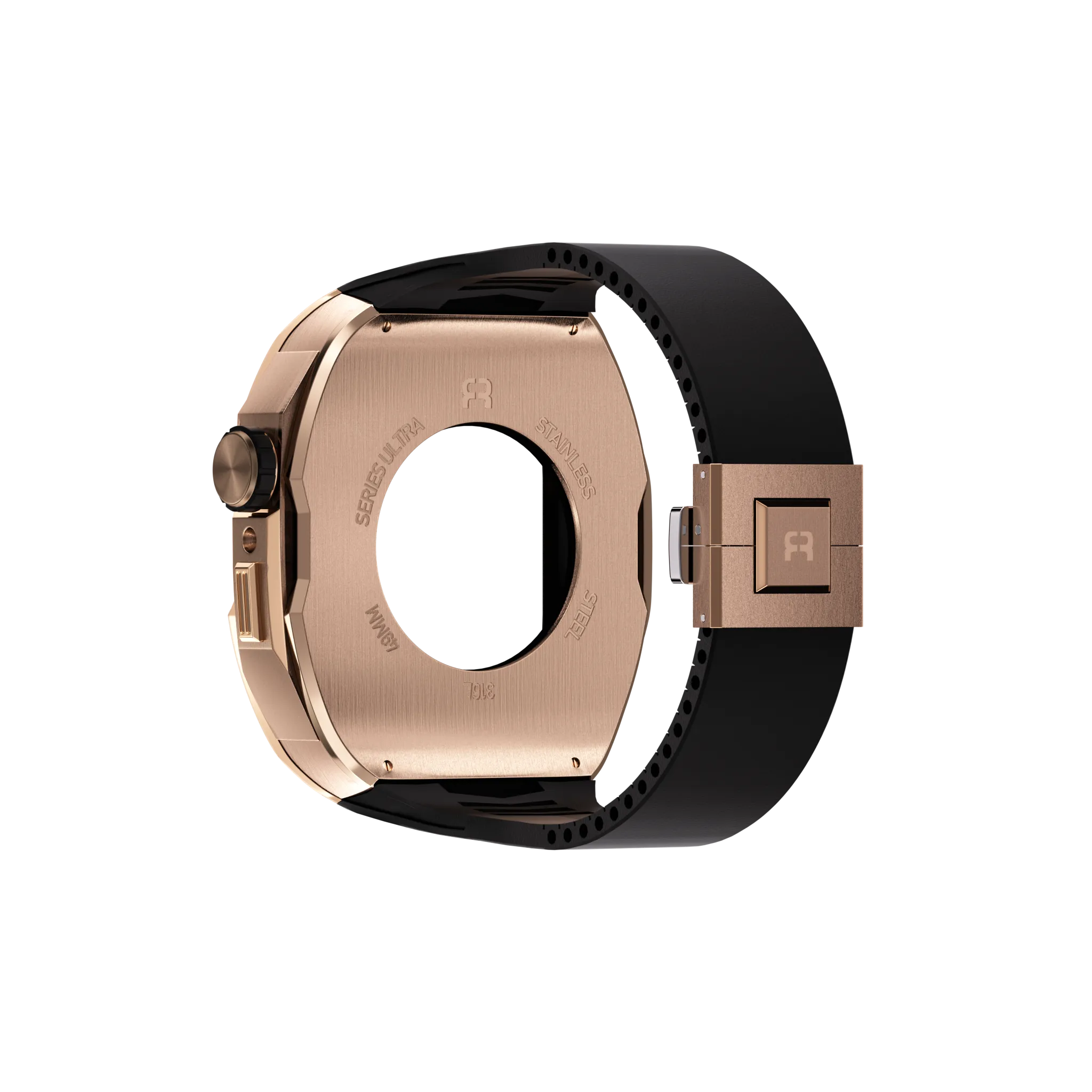 Reqior Apple Watch 45mm case met rubberen band (roségoud)