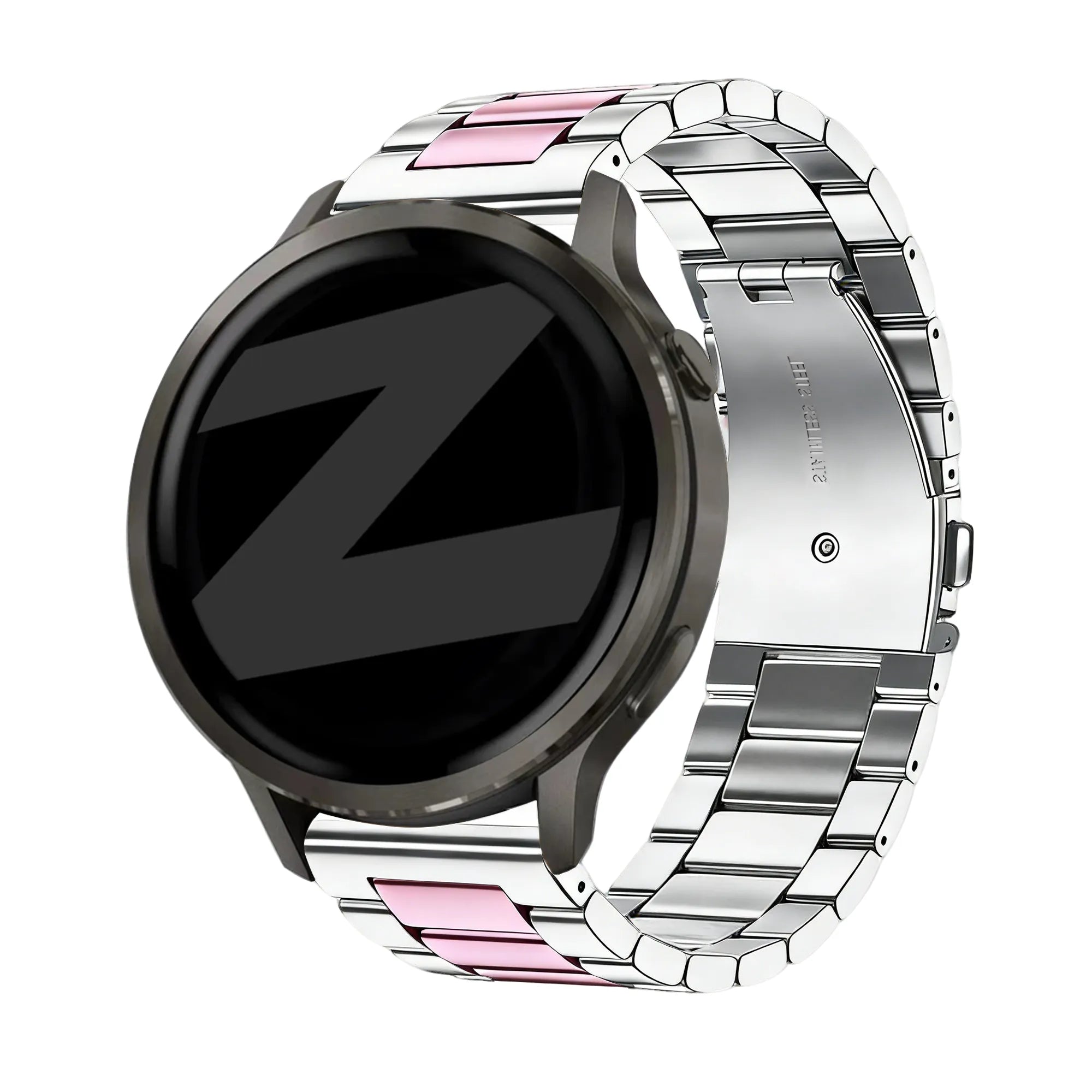 Bandz Garmin Forerunner 265s stalen band 'Classic' (zilver/roze)
