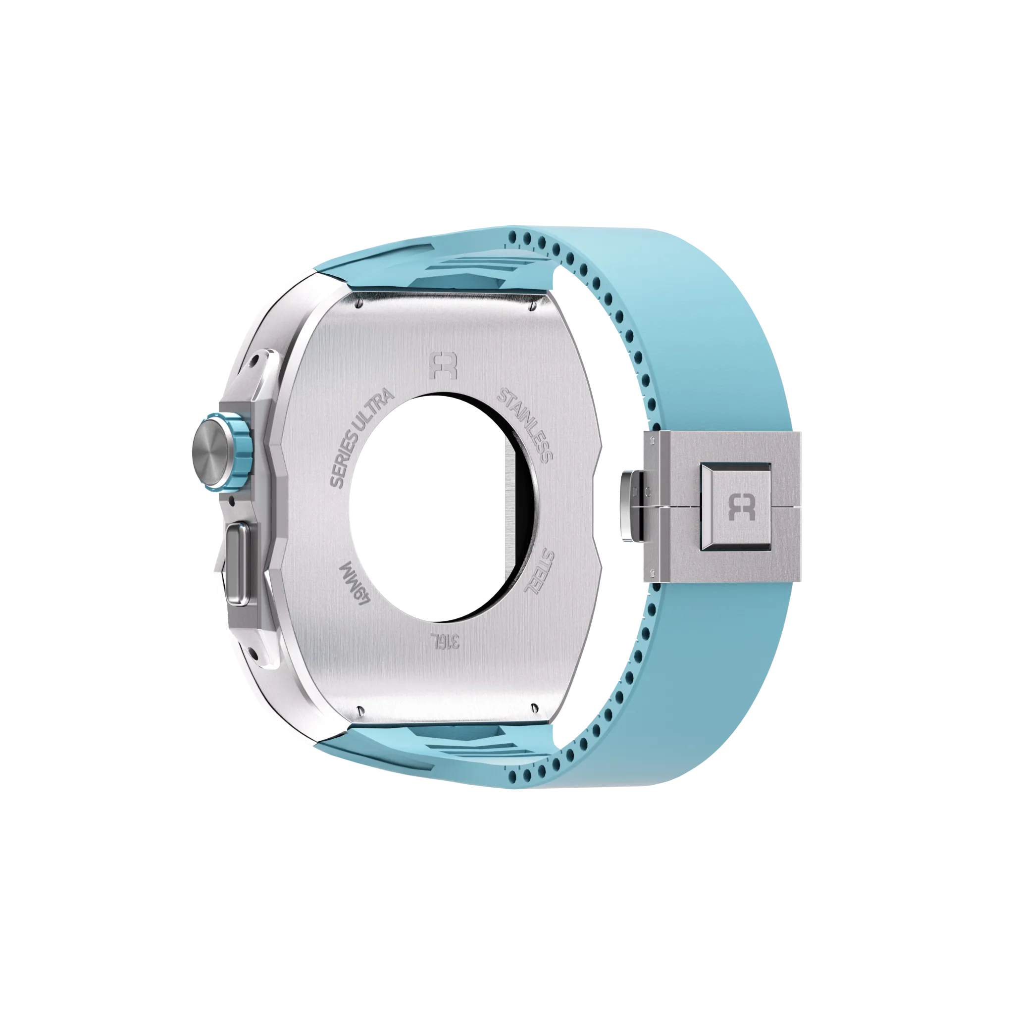 Reqior Apple Watch Ultra case met rubberen band (blauw)