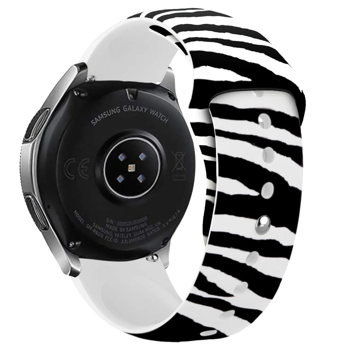 Print Silicone Strap, on a watch, 3/4 rear view
