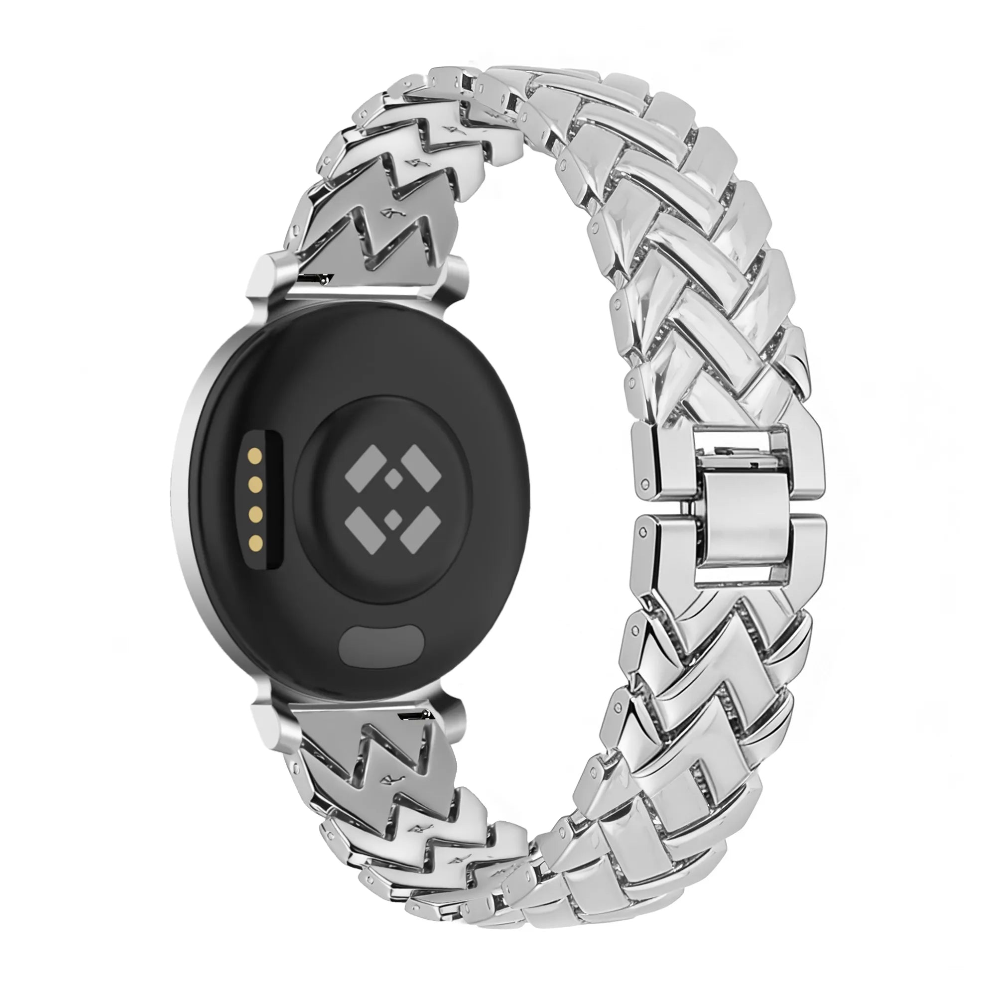Bandz Pebble Round 2 - 14mm metalen band 'V-type' (zilver)