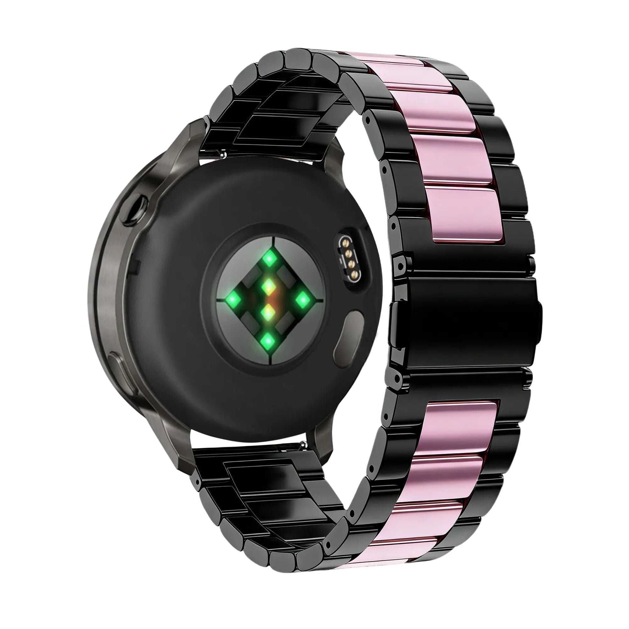 Bandz Garmin Forerunner 265s stalen band 'Classic' (zwart/roze)
