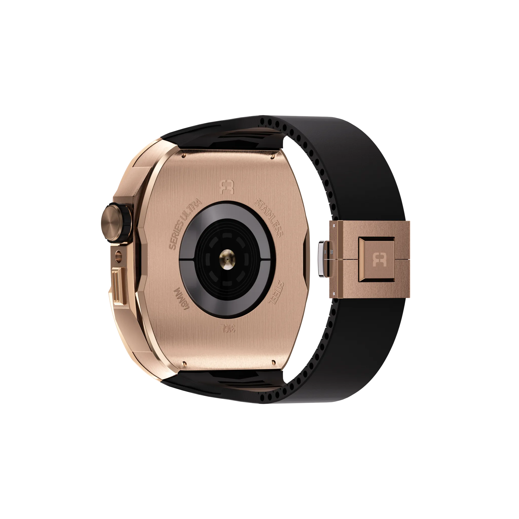 Reqior Apple Watch 45mm case met rubberen band (roségoud)