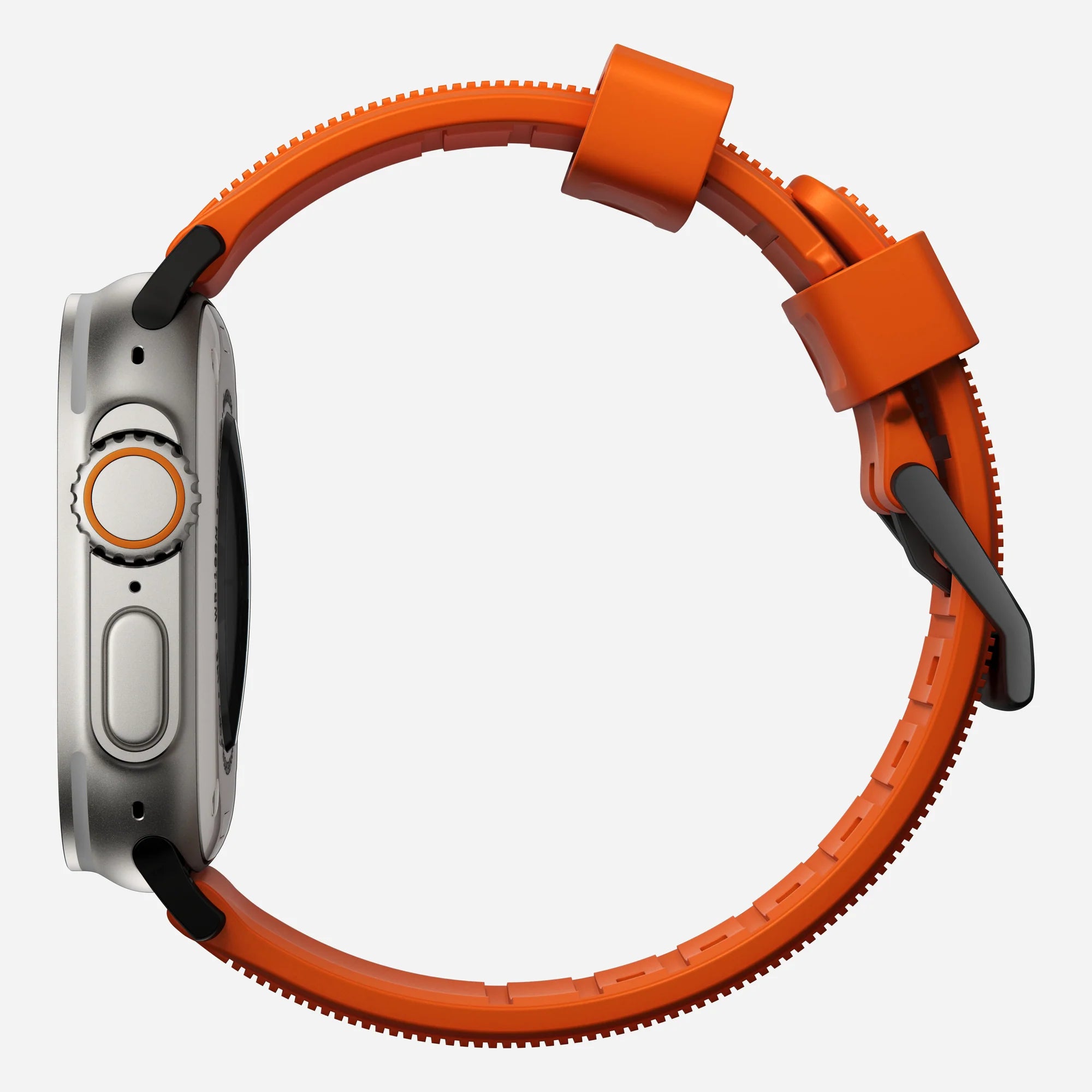 Nomad Rugged Apple Watch siliconen bandje (zwart/ultra orange)