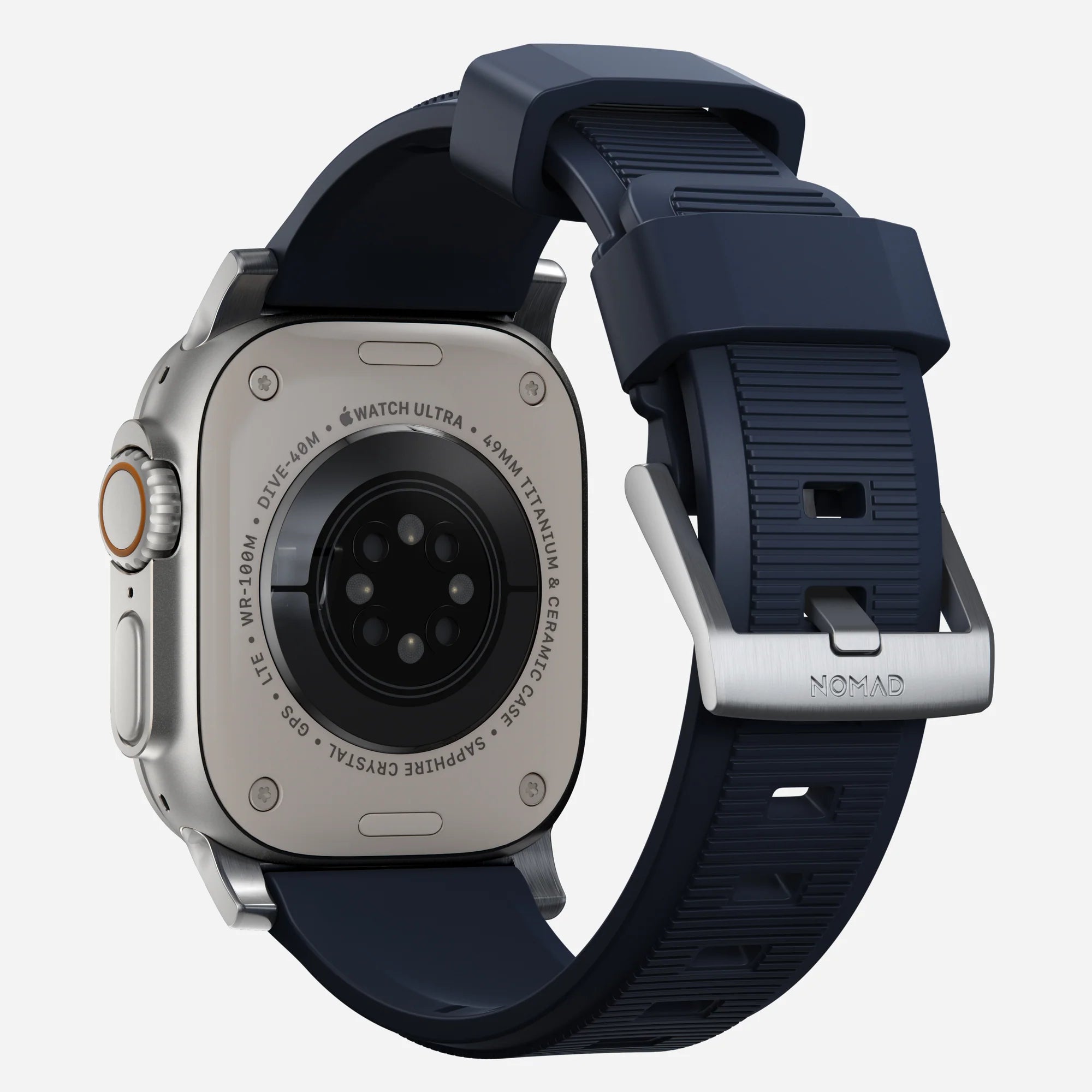 Nomad Rugged Apple Watch siliconen bandje zilver/atlantic blue)