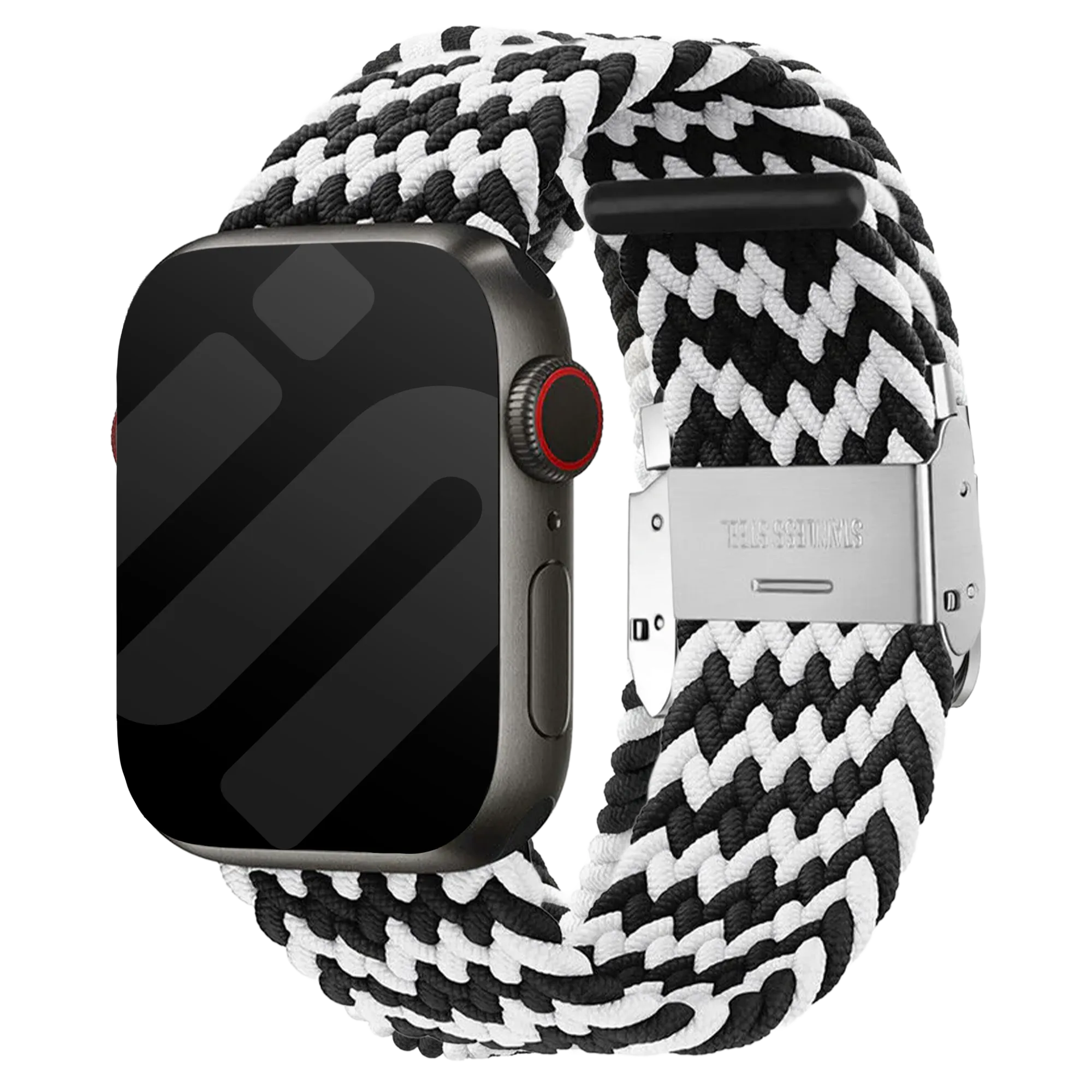 Apple Watch gevlochten bandje (zwart/wit)