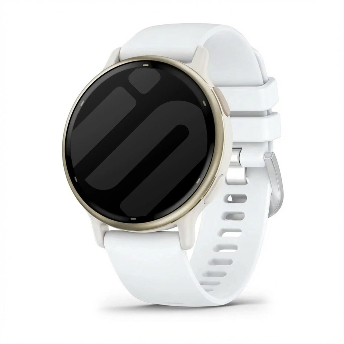 Silicone Classic Strap, white, on a watch, 3/4 rear view
