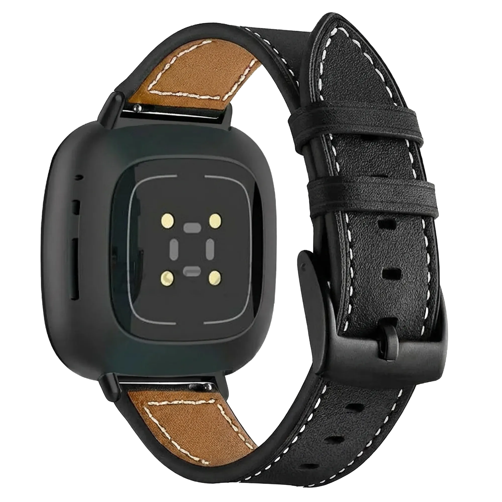 Fitbit Versa 3 lederen bandje (zwart)