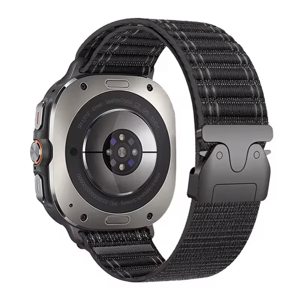 Samsung Galaxy Watch Ultra Wave nylon band met P-buckle (zwart)
