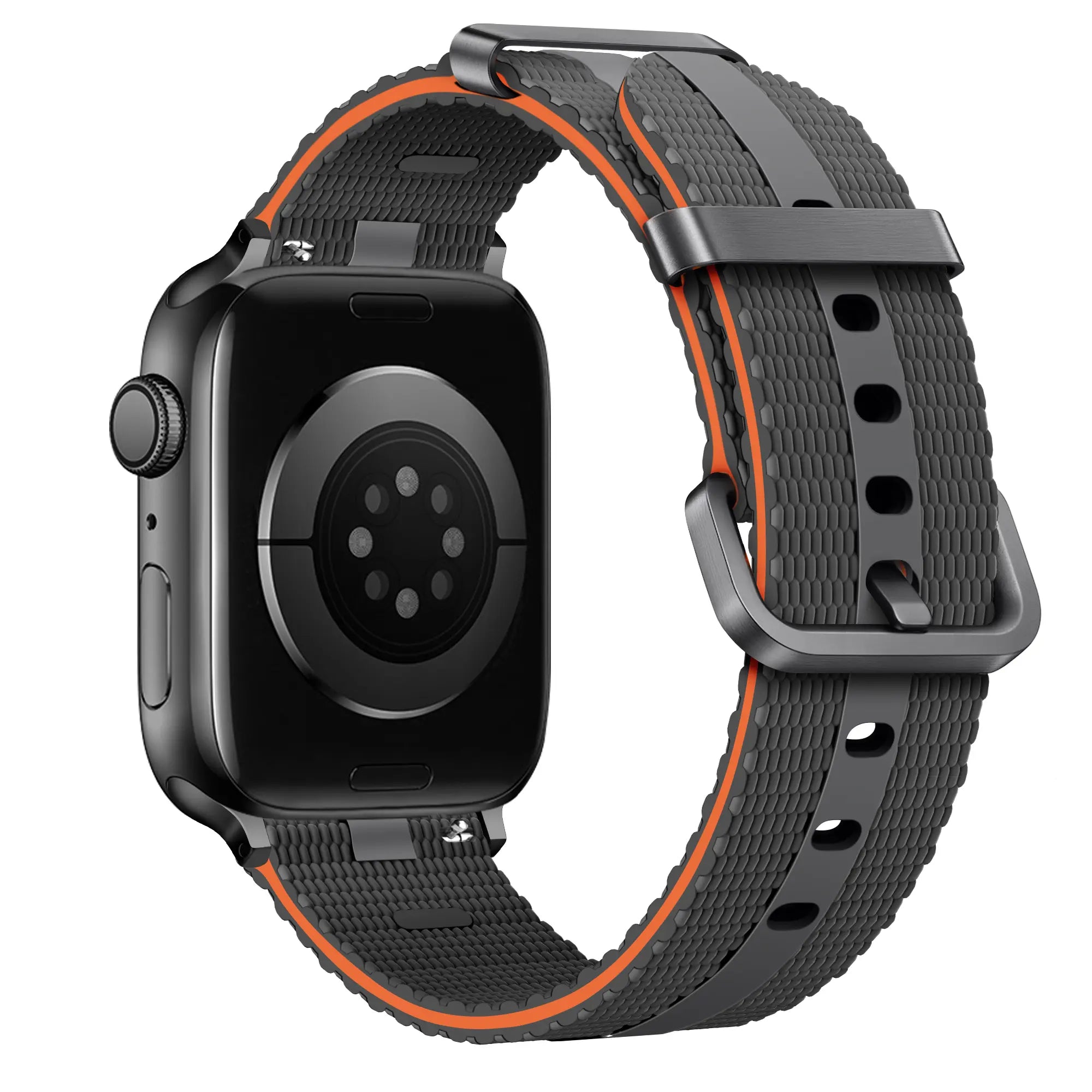 Apple Watch siliconen active band (donkergrijs/oranje)