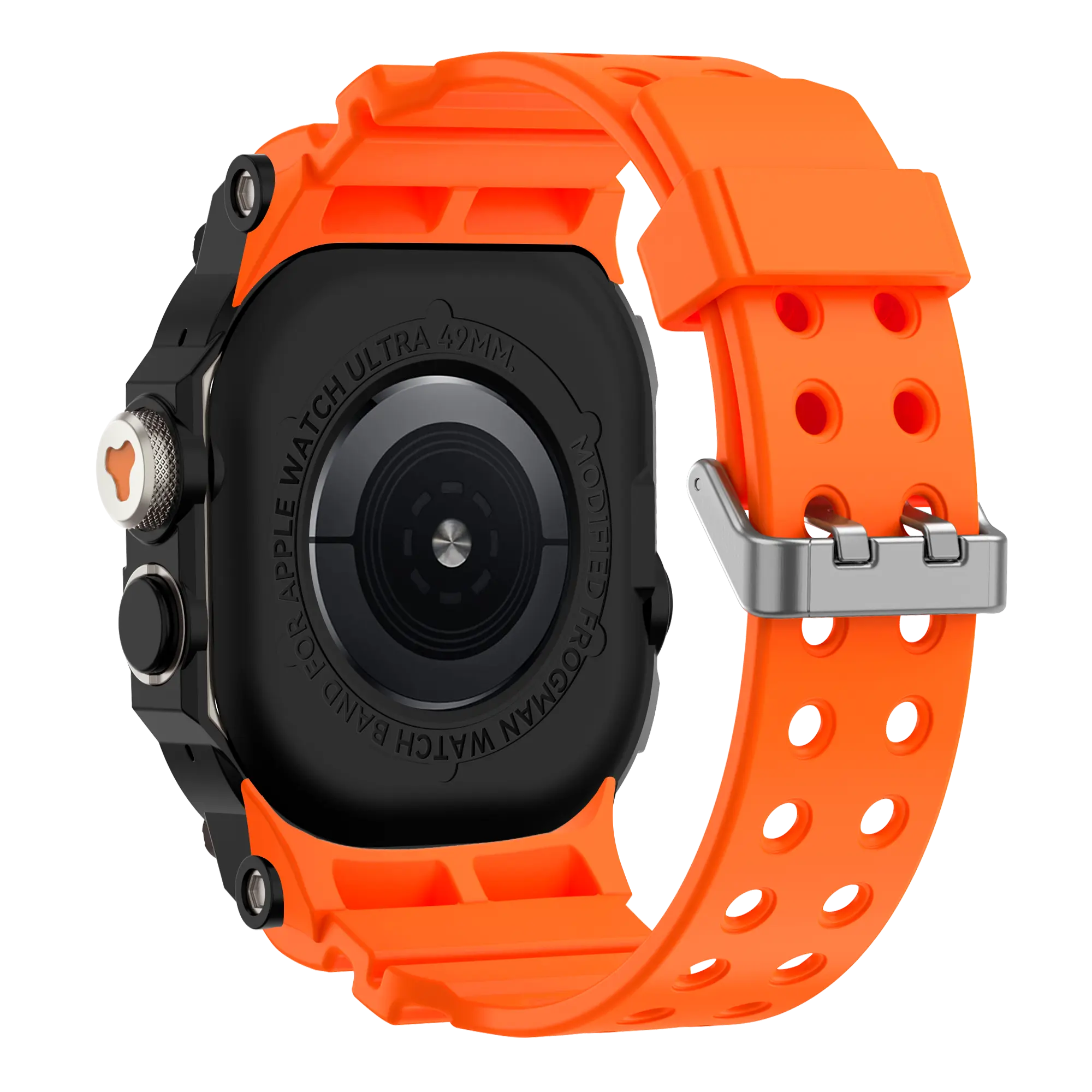 Bandz Apple Watch Ultra TPU band met case (oranje met titanium)