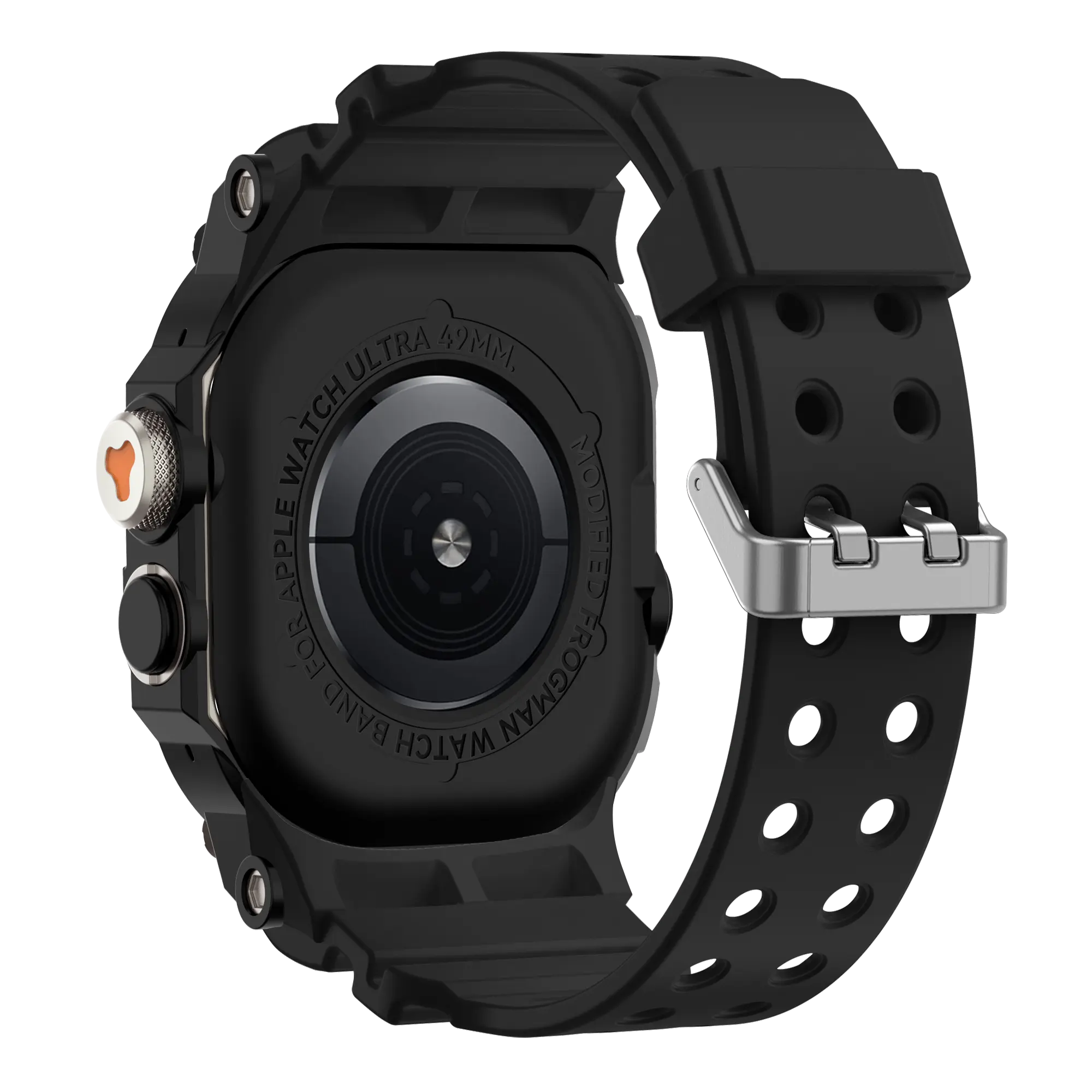Bandz Apple Watch Ultra TPU band met case (zwart met titanium)
