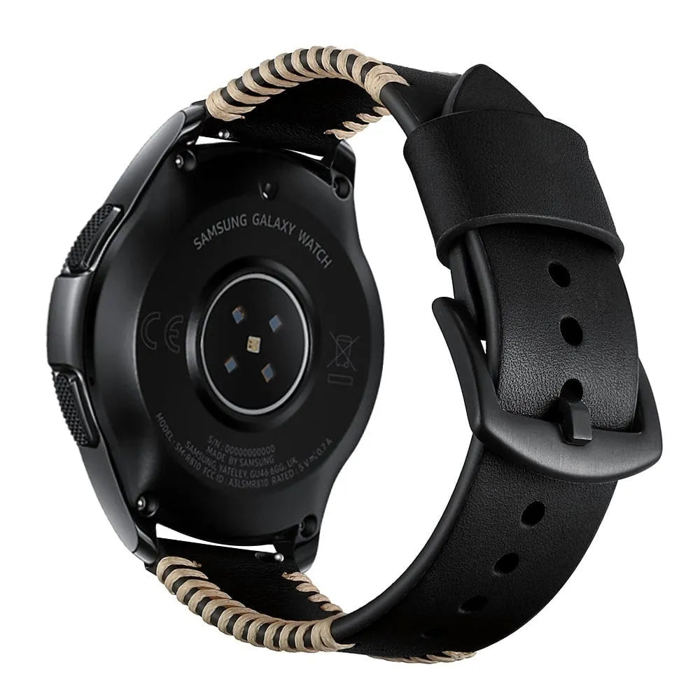 Motorola Moto Watch - 47mm stitched leren band (zwart)