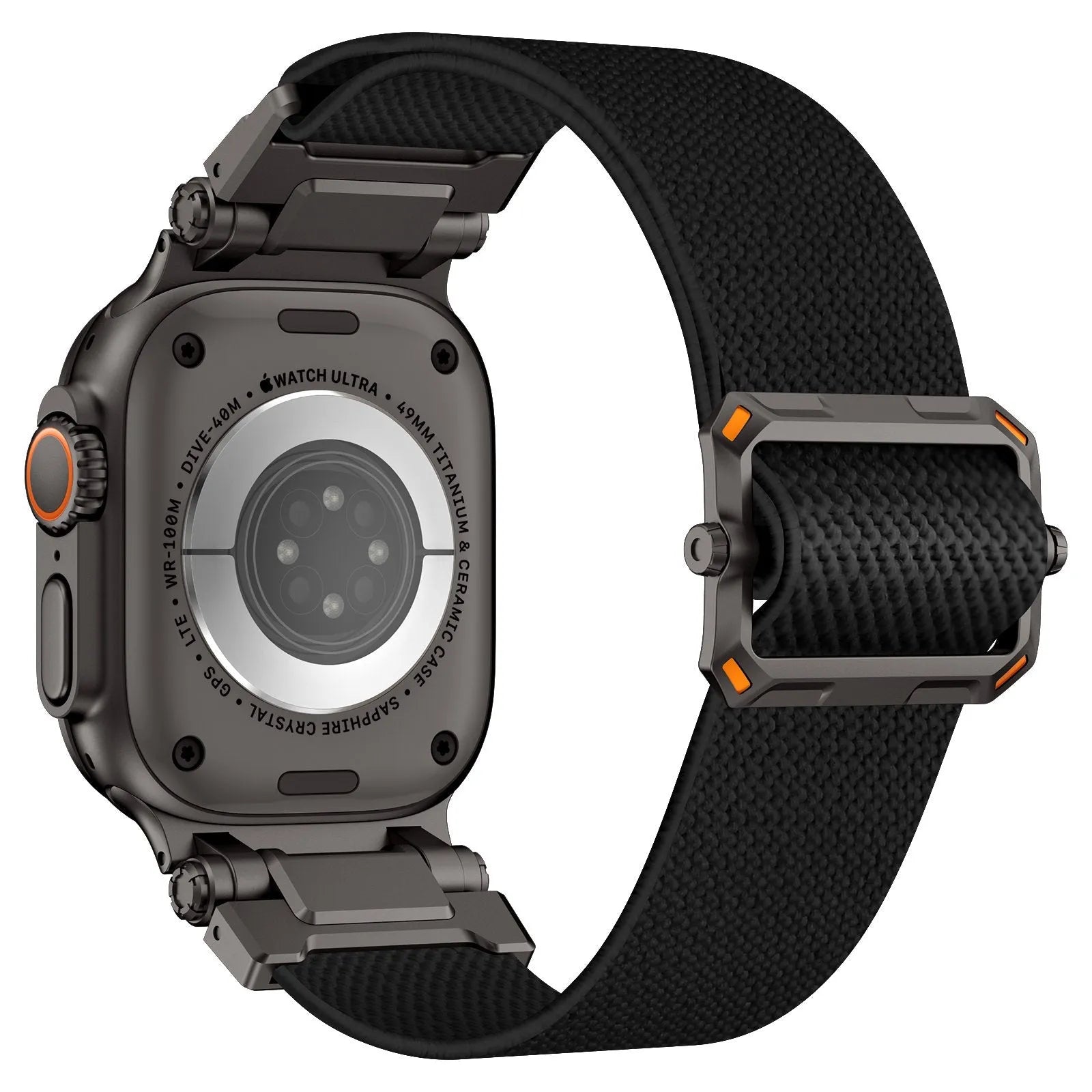 Apple Watch 'Explorer' polyester band (zwart met zwart)