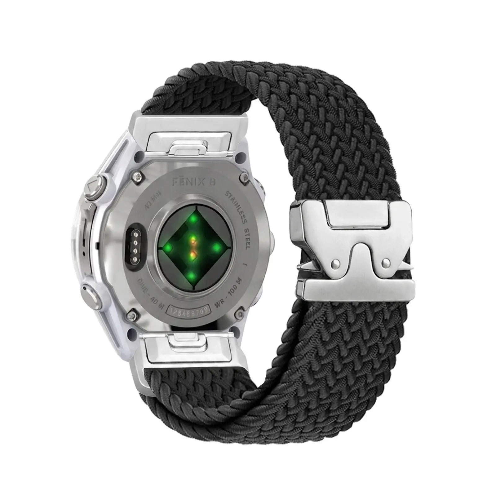 Garmin D2 Mach 2 - 47mm gevlochten band met P-buckle (zwart met zilver)
